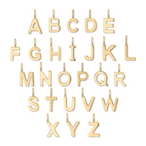 Encantos iniciales de oro sólido de 14K / Encantos de letras iniciales delicadas / Encantos de joyería permanente al por mayor / Joyería de oro de 14K haciendo encantos