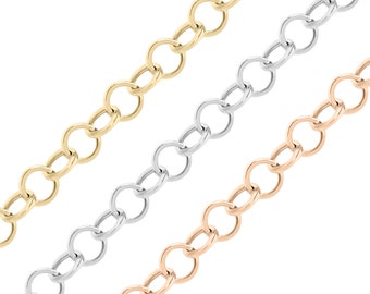 3 mm ronde kabelketting per voet – Permanente sieradenklassieker, 18K verguld roestvrij staal, groothandel in bulkkettingen