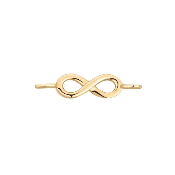 14K Solid Gold Horizontal Infinity Charm Connector | Tiny Gold Charms | Wholesale Permanent Jewelry Connector Charms