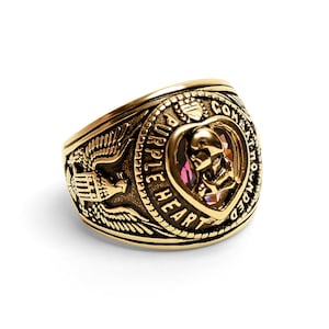 Military Purple Heart Ring – 18K Gold PVD Stainless Steel, Men’s Statement Ring, Wholesale Jewelry
