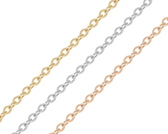 1,5 mm ovale Schlaufenkette am Fuß - Zierliche Dauerschmuck-Heftklammer, 18K Gold PVD Edelstahl, Großverkauf-Bulk-Kette