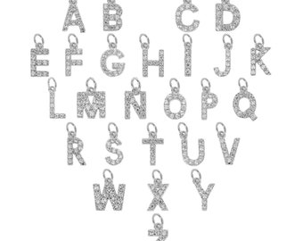 Stainless Steel Pavé Set Initial Letter Charms | Dainty Add On Charms | Wholesale Charms for Necklaces, Bracelets, & Jewelry Making