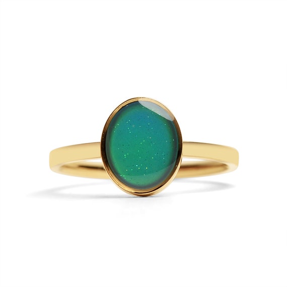 Gold Mood Ring – Color-Changing Fidget Jewelry for Resellers, 18K Gold PVD Stainless Steel, Wholesale Ring