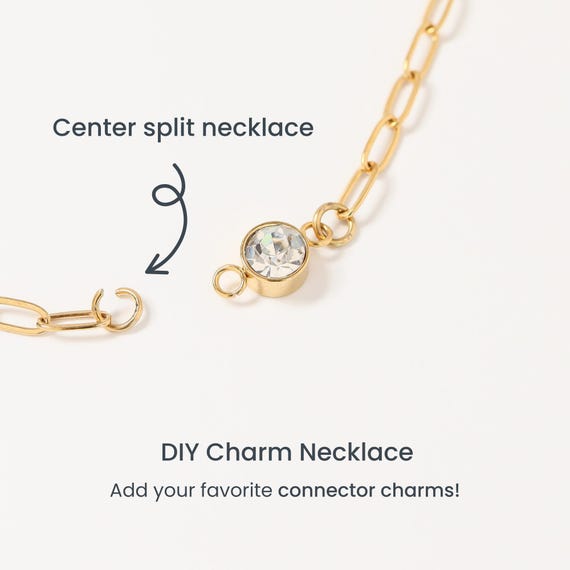 18K Gold PVD Paperclip Connector Chain Necklace, DIY Charm Necklace, Chain  for Connector Charms, Jewelry Making Supplies, Wholesale Jewelry