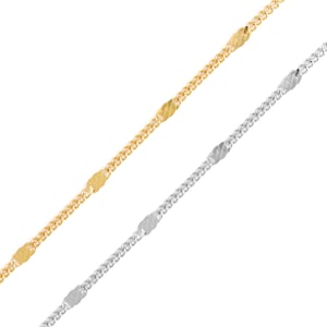 Stainless Steel Gold Dapped Bar Curb Chain By The Foot | Non-Tarnish Permanent Jewelry Chain | Wholesale Bulk Chains for Jewelry Making