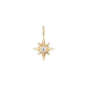 14K Solid Gold Tiny Diamond Compass Star Charm | Dainty Gold Charms | Wholesale Permanent Jewelry Charms | PMJ1010