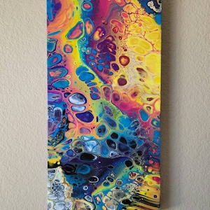 UltraStone, Original Abstract Acrylic Painting, 12x24 deep wood panel, Resin Finish