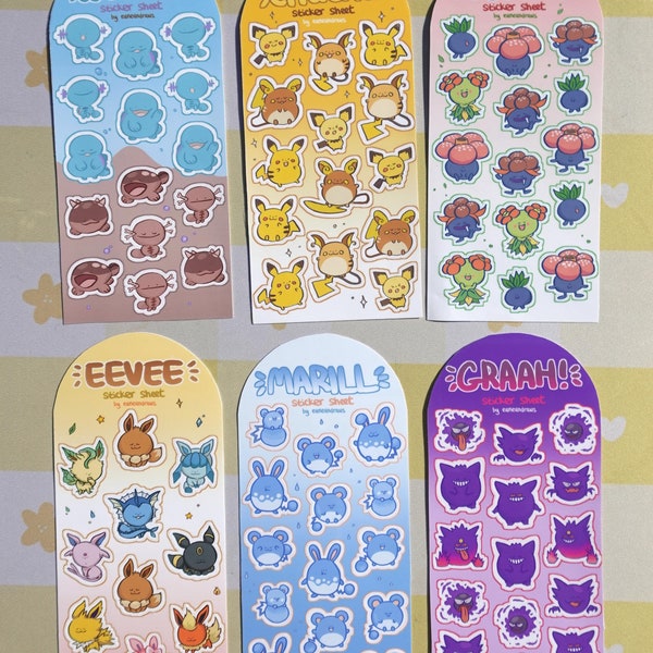 Hoja de pegatinas de Pakemins Evolutions
