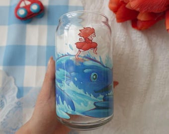 Ponyo Beer Glass, Anime Art Cup (16 oz)