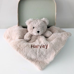 BABY GIFT PERSONALISED  Teddy, Zebra, Puppy, baby comforter with or without keepsake box.  New baby or 1st Birthday Gift