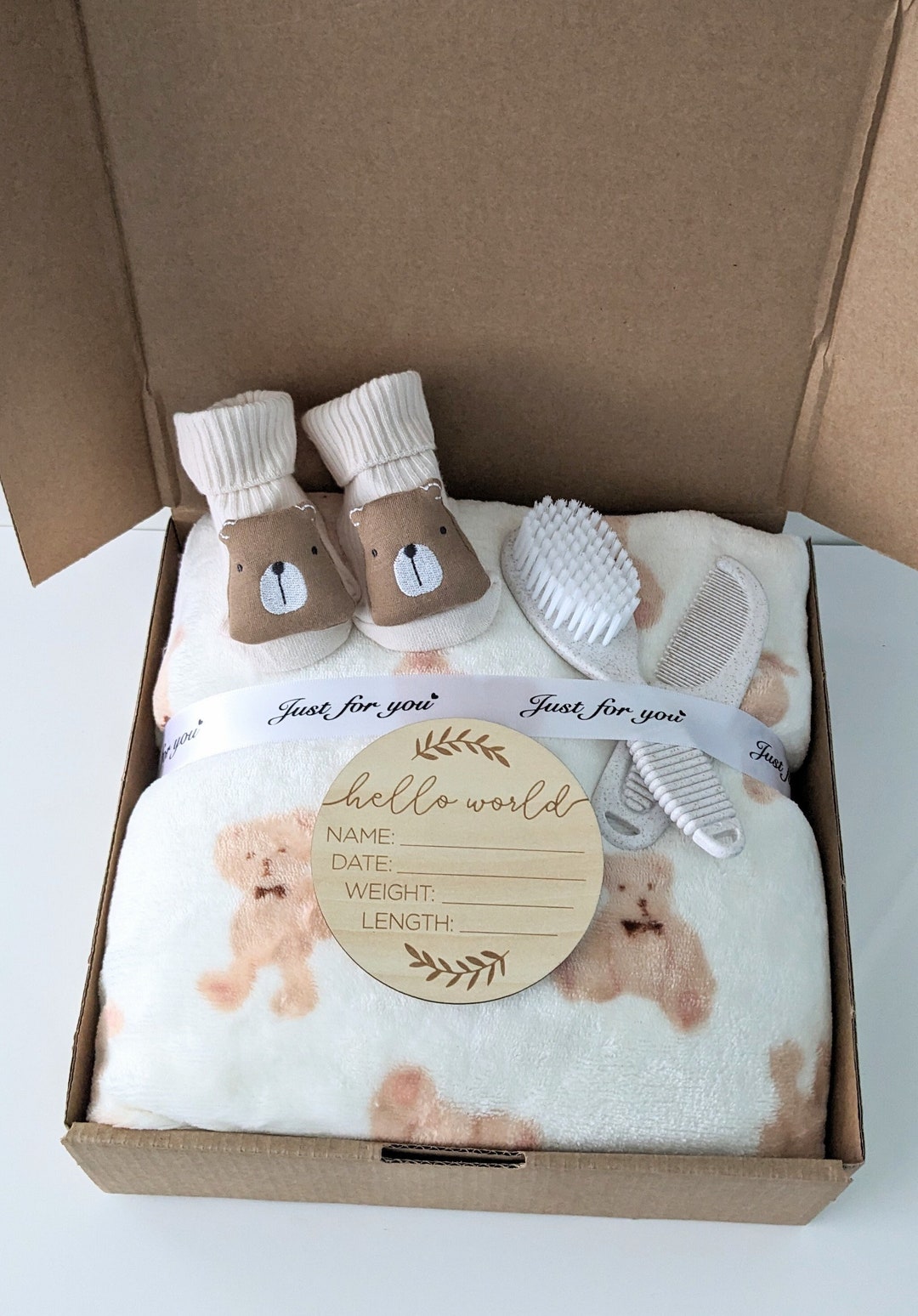 Neutral Baby Gift Box Teddy Bear Theme Baby Gift Unisex Baby Gift Set ...