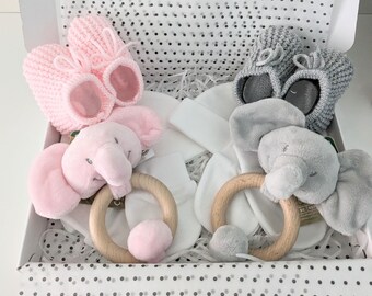 Baby Gift for Twins. Grey and Pink, 2 x Pink, 2 x grey TWINS BABY GIFT. Twin baby shower gift