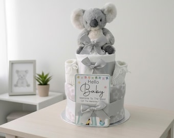 Neutral Nappy Cake baby gift: Baby Shower or Gender Reveal Centrepiece
