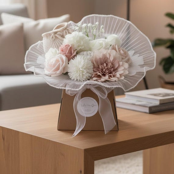 Neutral Baby Gift: Clothing set New Mum and Baby Bouquet