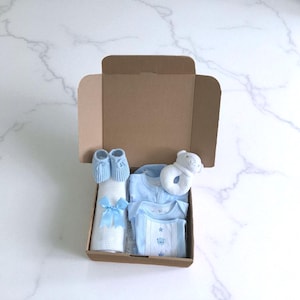 New baby boy gift box - Blue Teddy Bear Baby Boy Gift Set - New Baby Clothes - Blue Baby Shower - It&#39;s A Baby Boy Gift - New Baby Gift