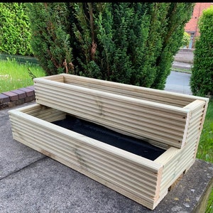 Cubierta de dos niveles. Patio hecho a mano Plantador Jardín | Etsy