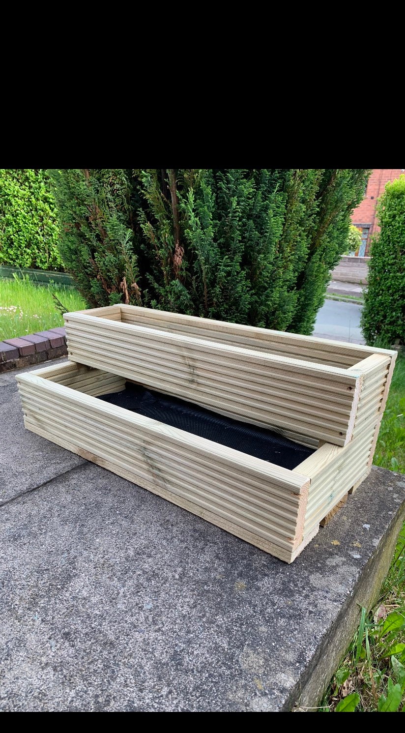 Cubierta de dos niveles. Patio hecho a mano Plantador Jardín | Etsy