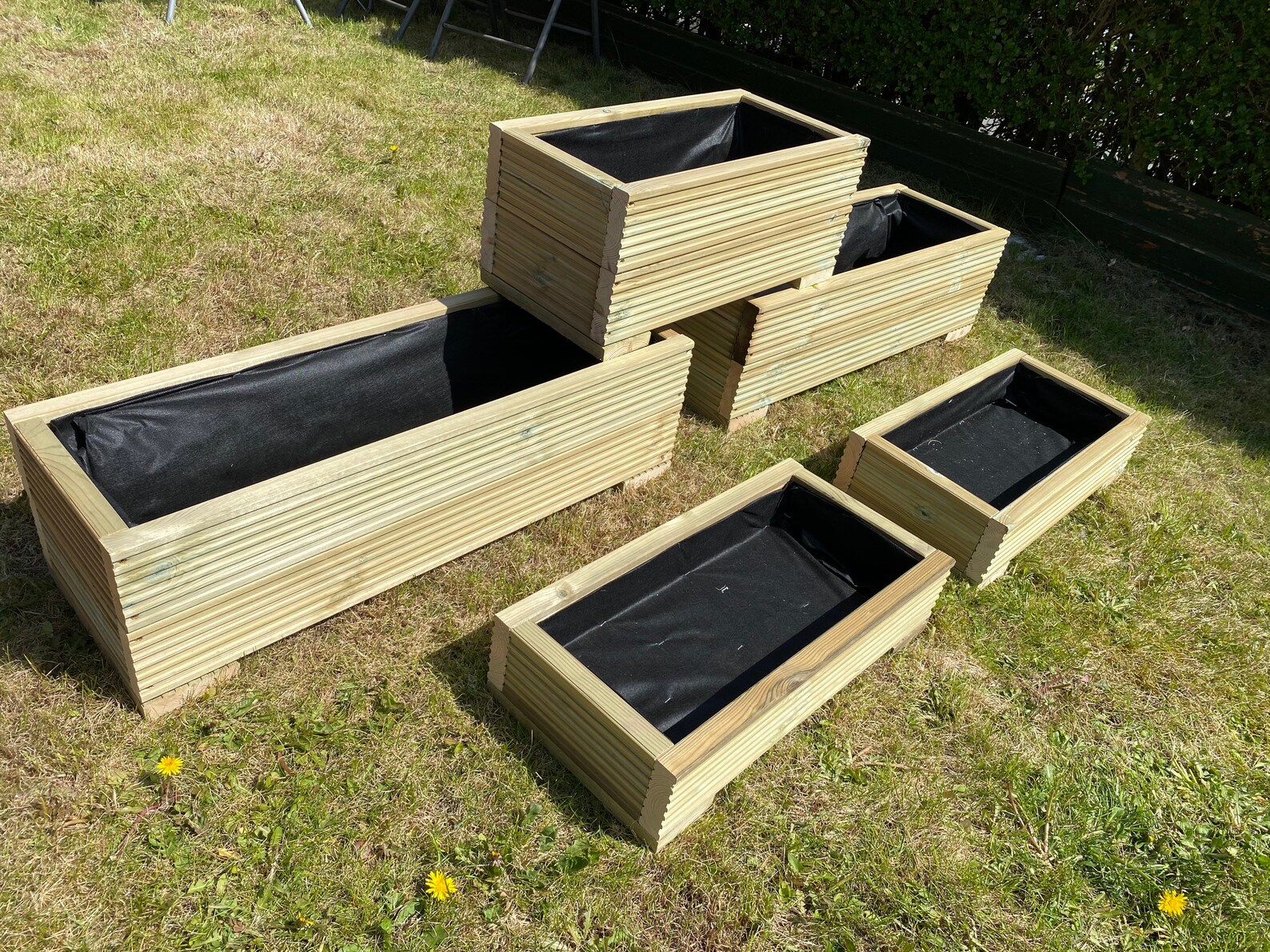 Large Complete set of 5 Decking planters patio Planter Etsy
