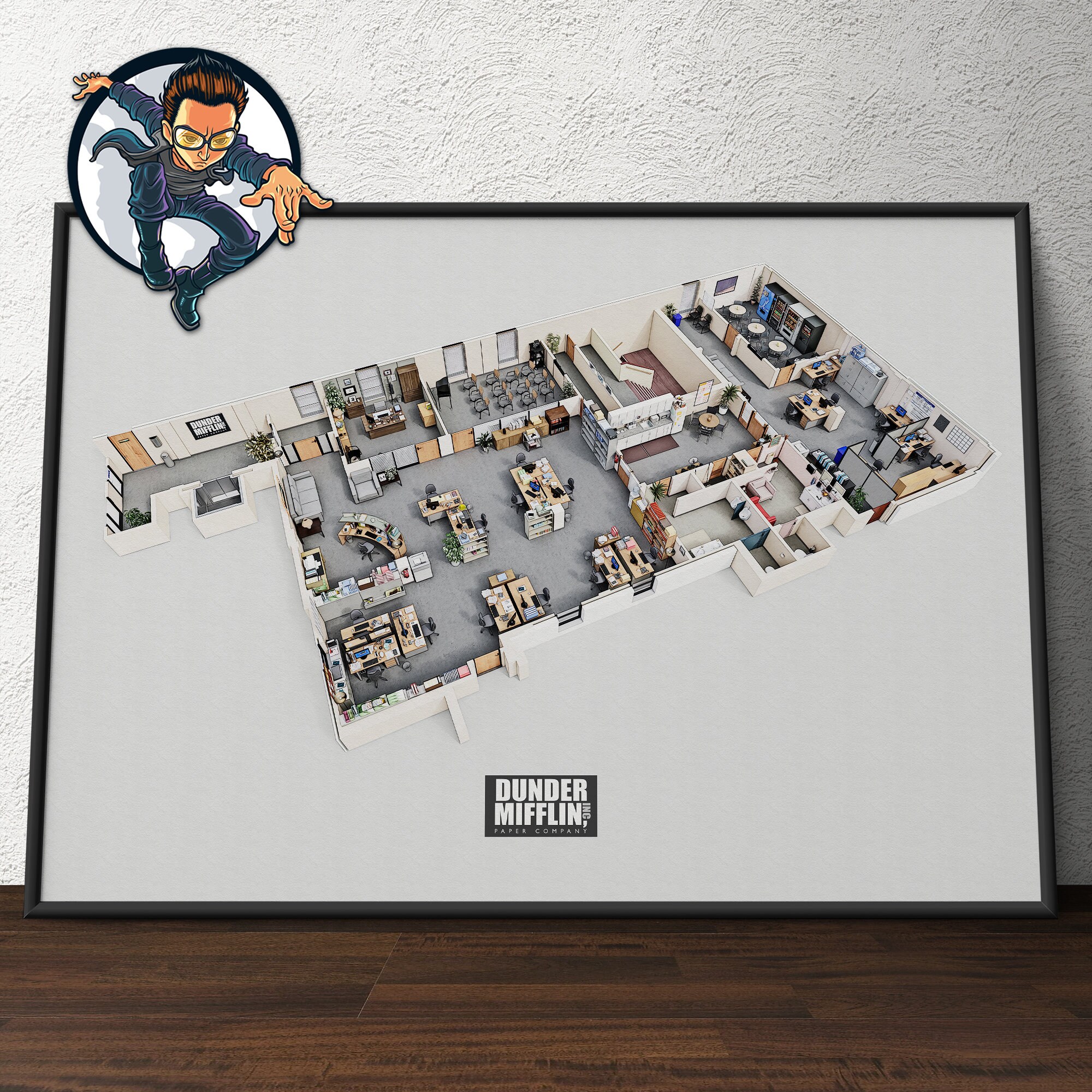 the office floor plan poster