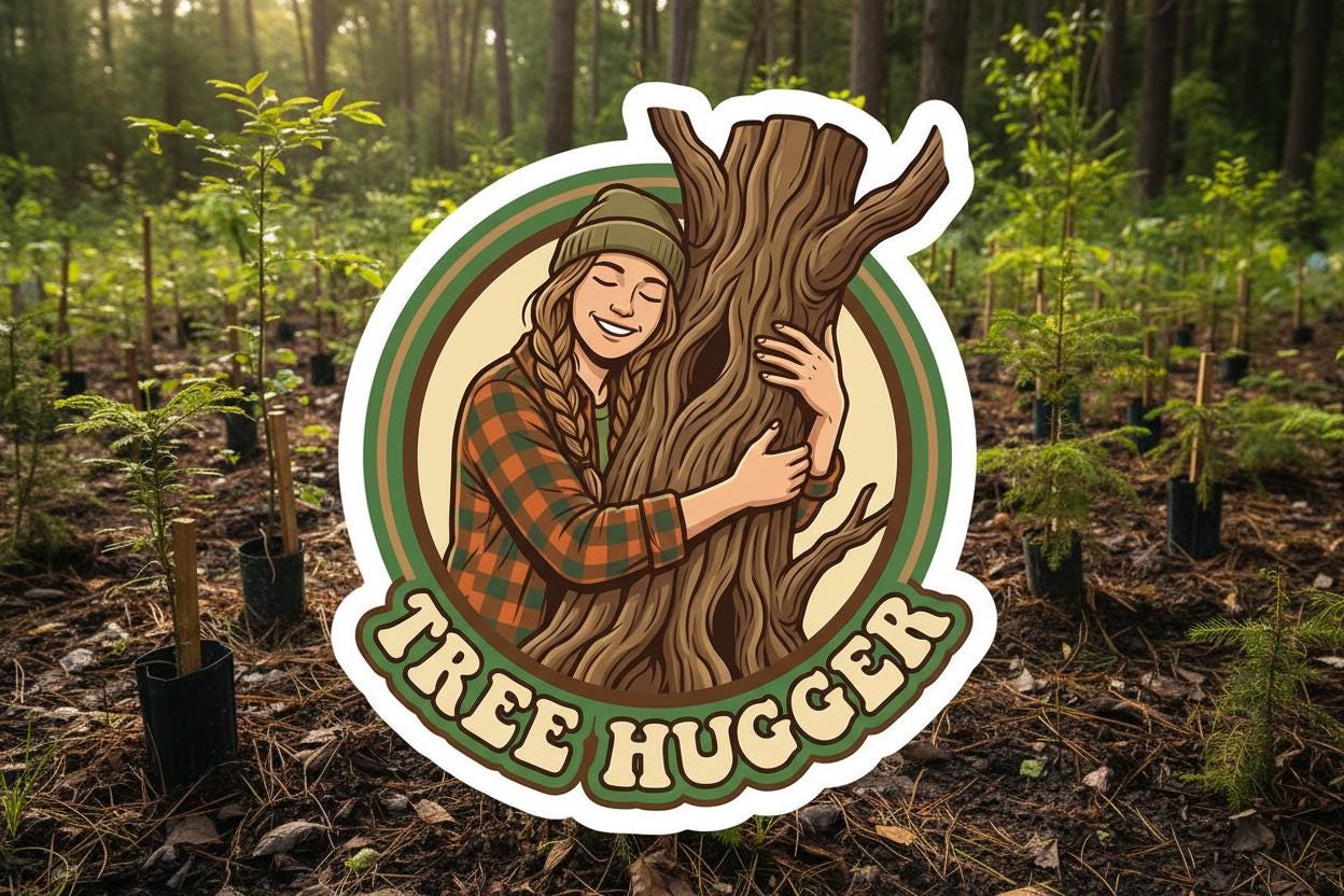 Tree Hugger Sticker - Waterproof Vinyl Decal for Laptop, Water Bottle ...