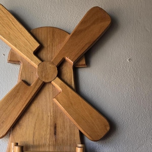 Vintage Wood Constructed Windmill Wall Shelf Display