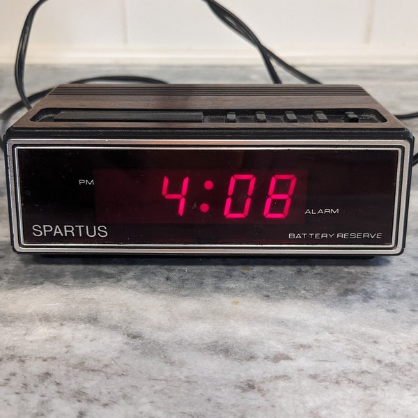 Vintage SPARTUS Bedside Tabletop Digital Alarm Clock