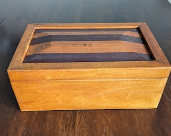 Vintage Handmade Hinged Wooden Secret Keepsake Stash Box