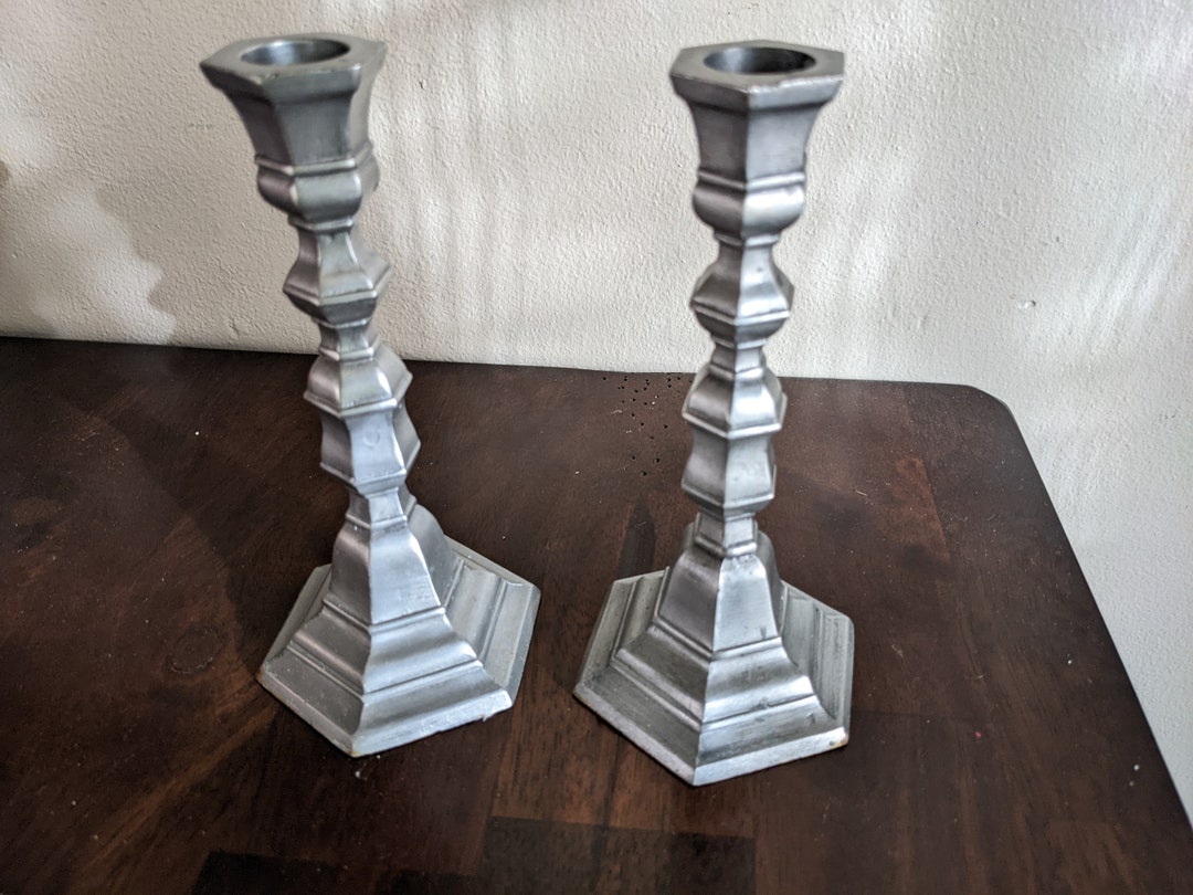 Vintage Pewter Candle Holders From Hallmark Candles Etsy