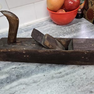 Vintage Early 1900&#39;s Large Wooden Block Plane Tool