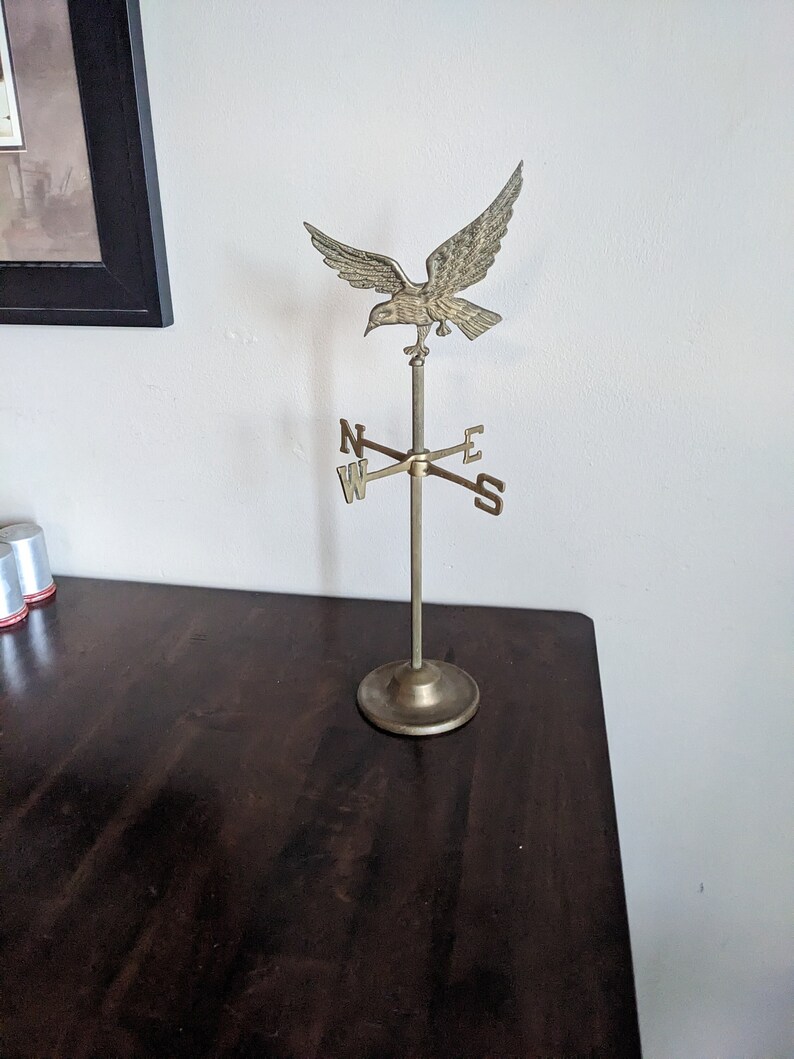 Vintage Brass Table Top Weathervane Eagle Patriotic Decor Etsy