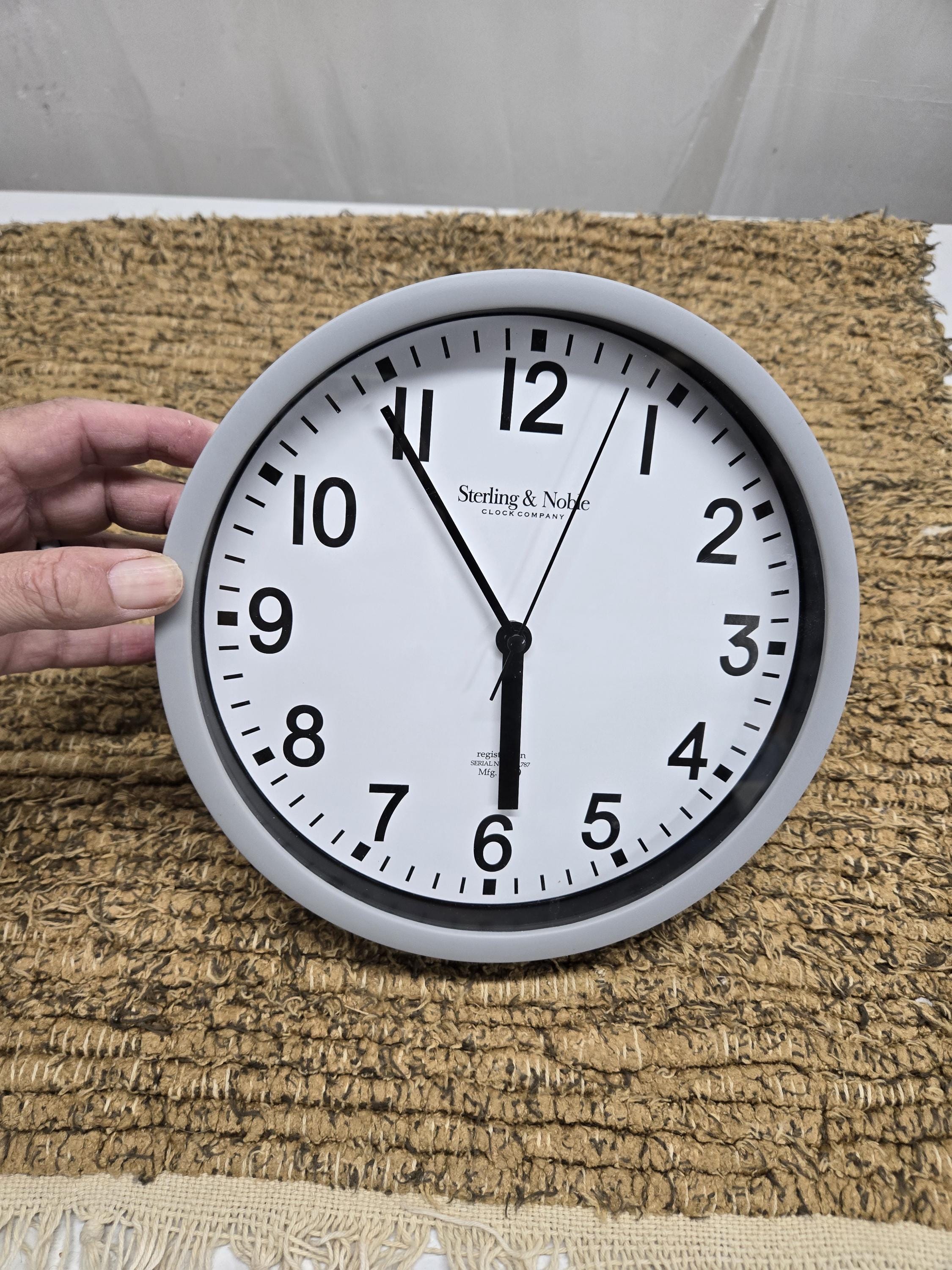 8.78 Inch Modern Round Analog Wall Clock - Black Silent Sweep, Battery Operated, USA Made