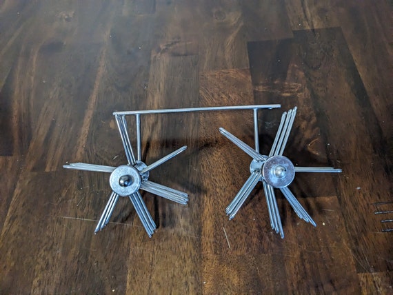 Vintage Spinning Twin Wheel Metal Necktie Rack - image 1