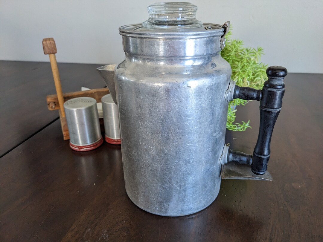 Vintage Antique Aluminum Stove Top Percolator Coffee Pot Etsy