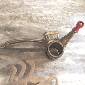 Vintage Mid Century Cheese or Vegetable Mouli Grater....Red Wooden Handle
