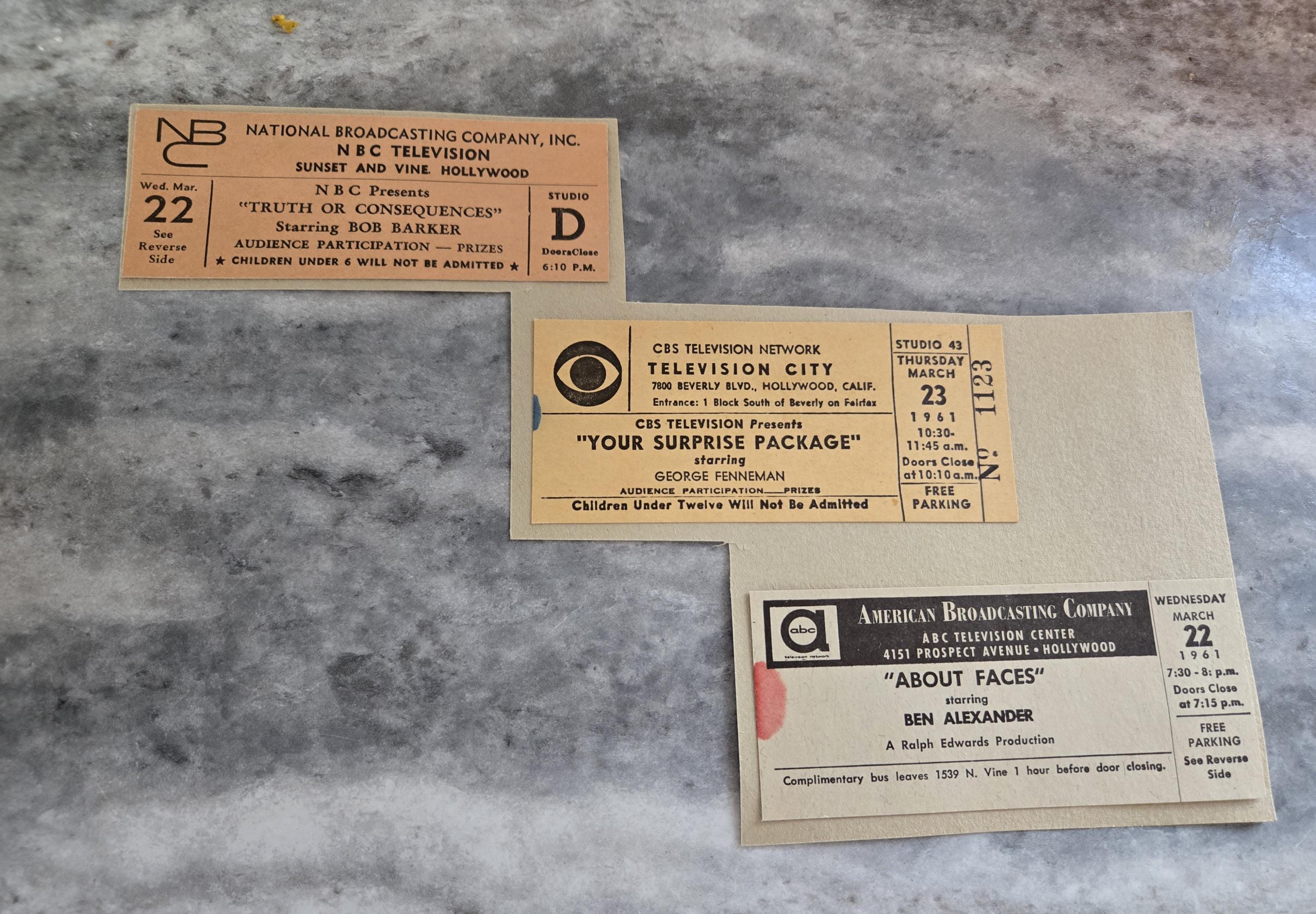 Vintage 1960s TV Game Show Tickets: Truth or Consequences, Your