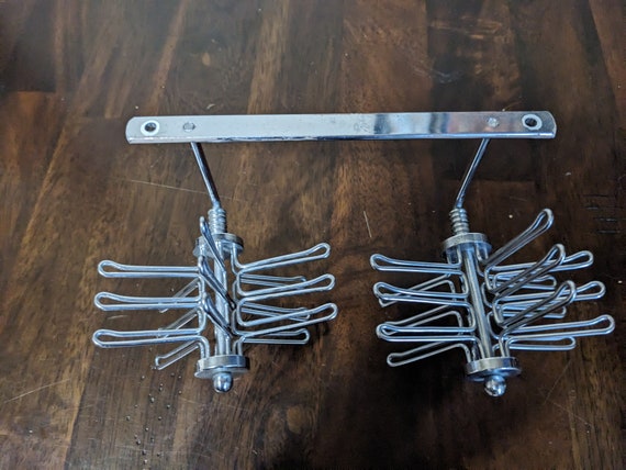 Vintage Spinning Twin Wheel Metal Necktie Rack - image 4