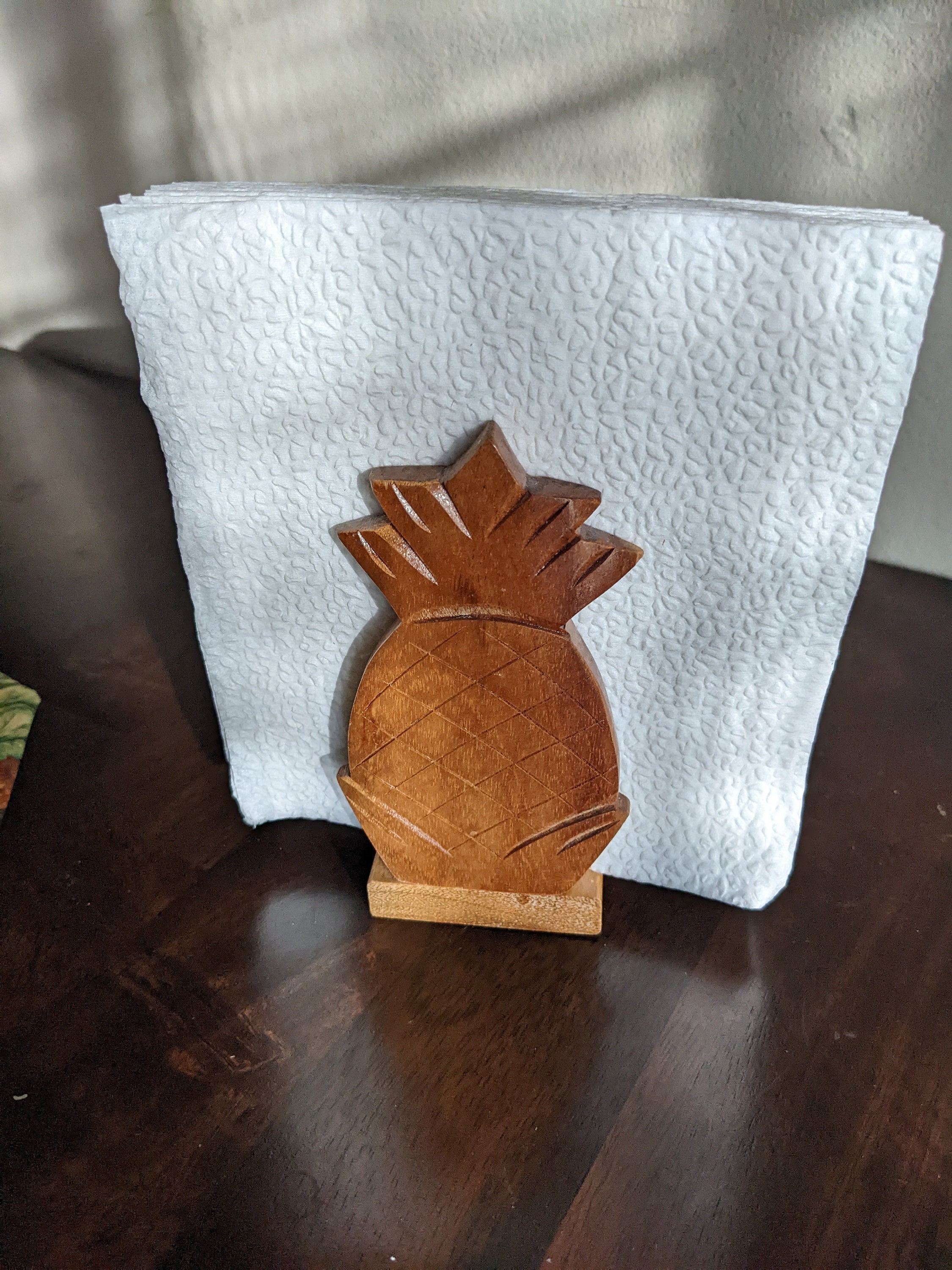 Vintage MCM Antique Carved Wooden Pineapple Napkin Holder Etsy