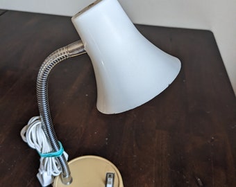 Vintage White Hooded Adjustable Goose Neck Snake Lamp