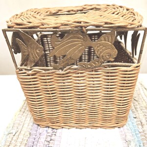Vintage Wicker Fishing Box - Etsy