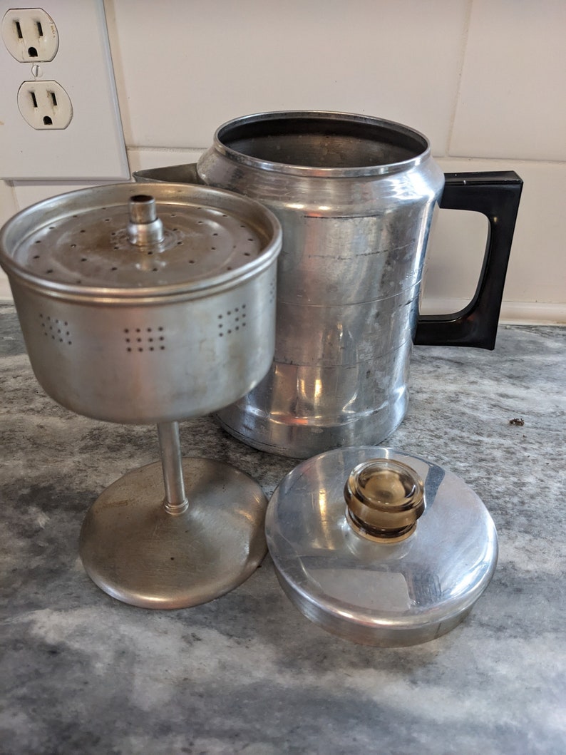 Vintage Stovetop Aluminum Coffee Pot Percolator by Comet immagine 1