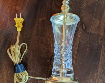 Vintage Crystal Glass and Brass Table Lamp