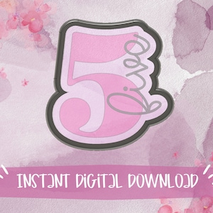 Number 5/Five Plaque Cookie Cutter - DIGITAL .STL DOWNLOAD