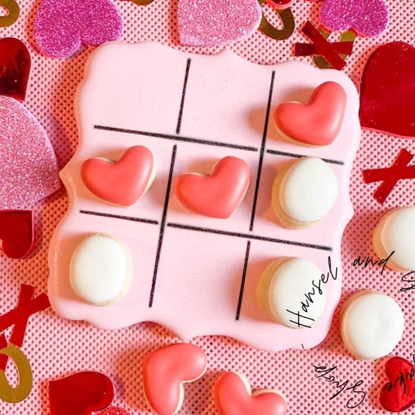 DIGITAL Valentine's Day Tic-Tac-Toe Cookie Cutters AND Stencil