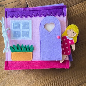 Quiet Book Dollhouse Book Livre d’activités sensorielles en feutre livre en tissu pour enfants cadeau fait main
