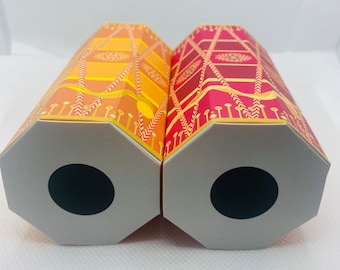 Orange Pink Dholki Favour Boxes, Mendhi Dhol Wedding Favours, Asian/Desi Theme Party Decor