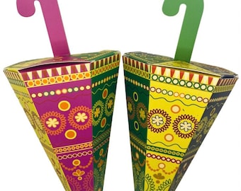 Mendhi Umbrella Dholki Sangeet wedding Favours Candy Boxes Sweets Gifts For Guest Multicoloured