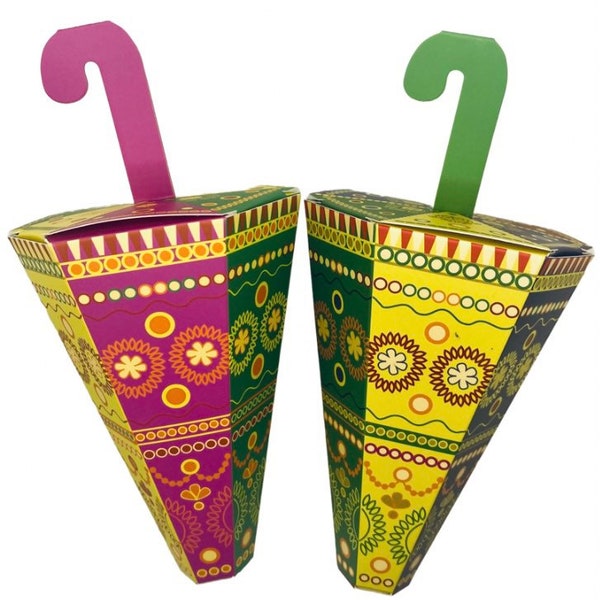 Mendhi Umbrella Dholki Sangeet wedding Favours Candy Boxes Sweets Gifts For Guest Multicoloured