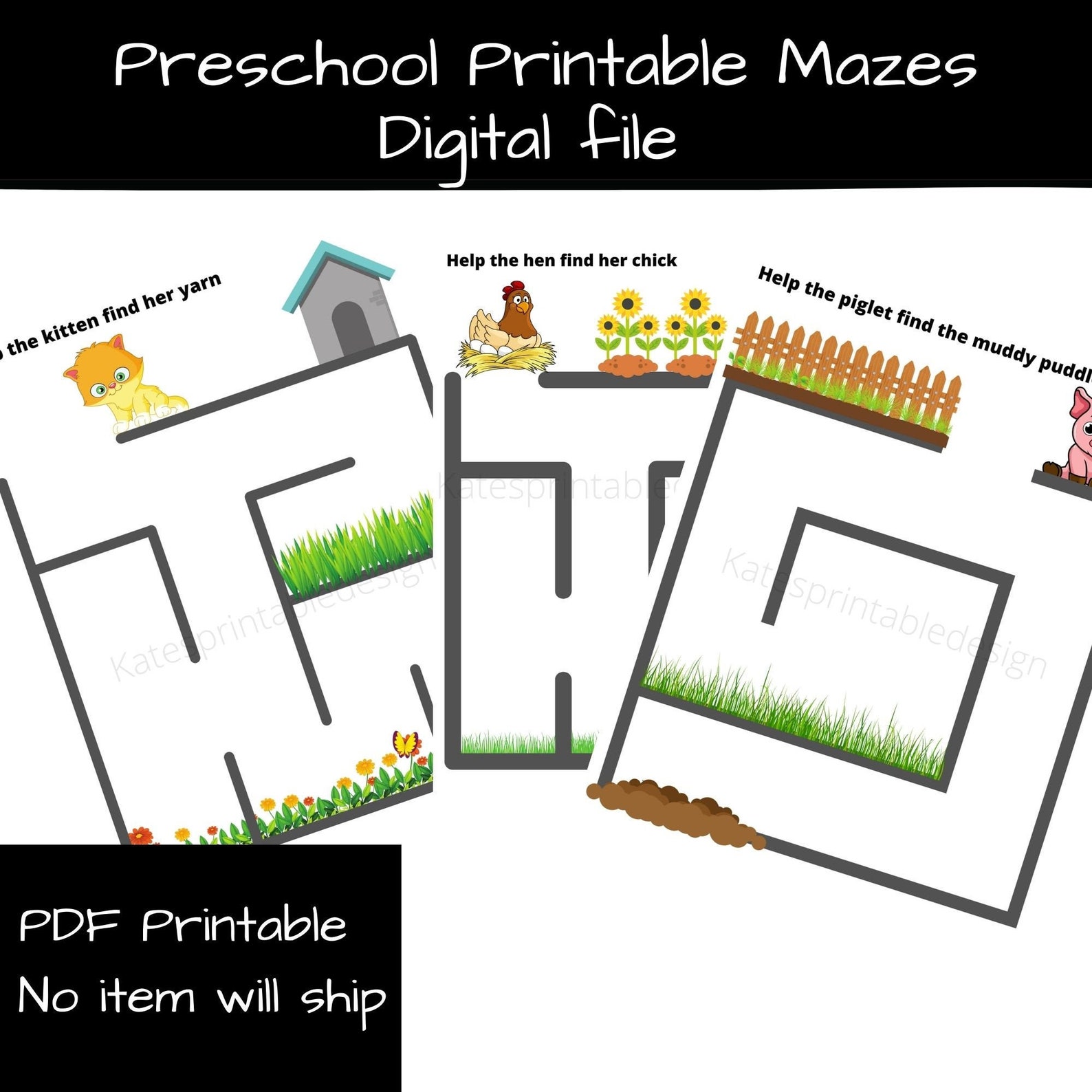 Preschool Printable Mazes - Etsy