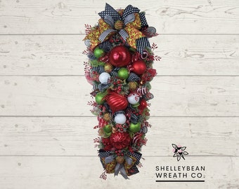 XXL Christmas Swag, Red and Green Ornament Door Decor