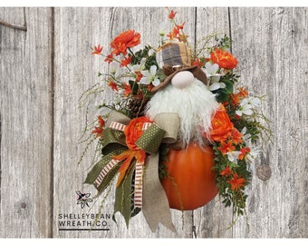 Fall Gnome Centerpiece Fall Decor Autumn Centerpiece Pumpkin Decor Orange Pumpkin Gnome Centerpiece